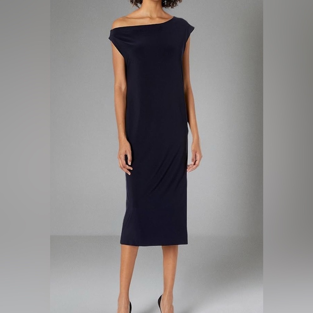 NWT Norma Kamali drop shoulder midi dress in midnight Navy blue